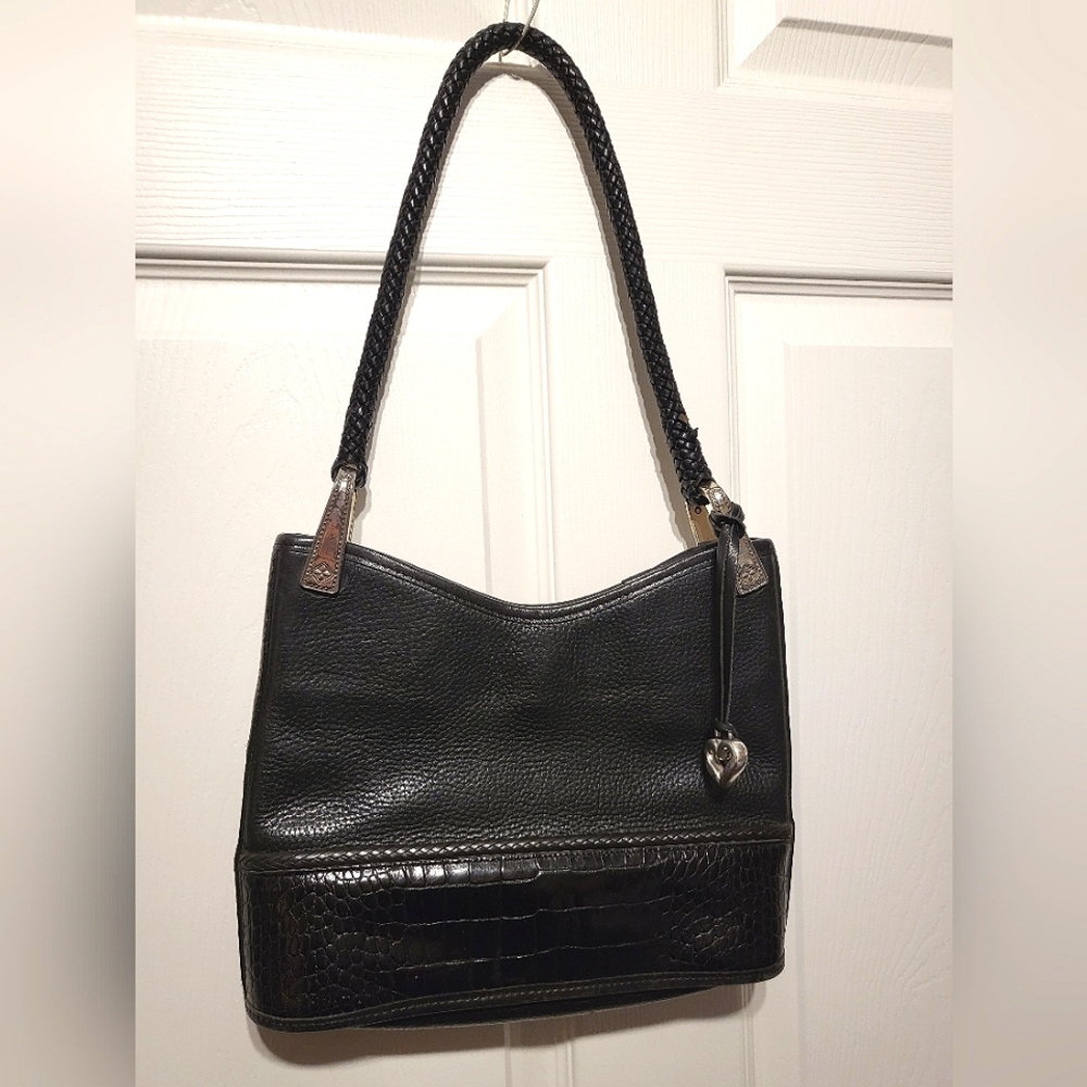 Brighton Gina Satchel Black Leather Shoulder Bag